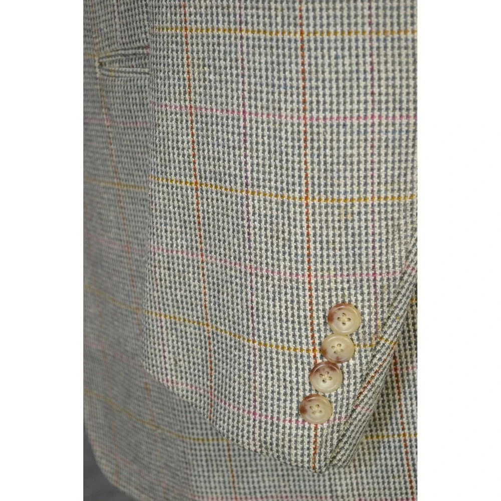 VTG Polo‎ Ralph Lauren Blazer Mens 41L Gray Windowpane Check Made USA Sport Coat